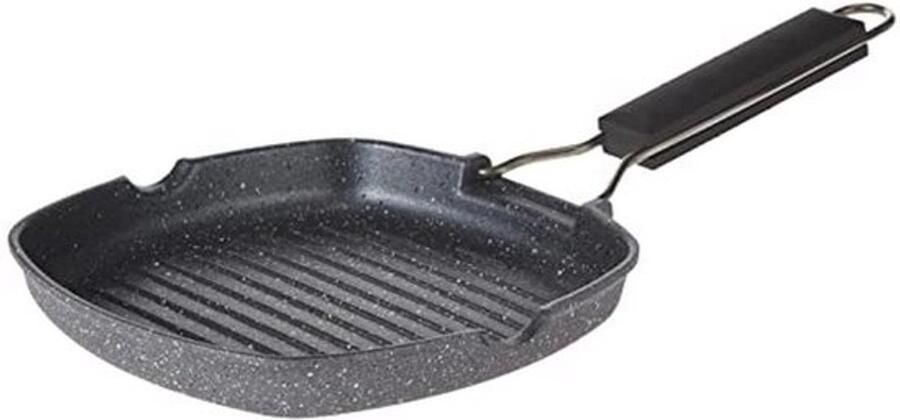 Vierkante grillpan 20 x 20 cm inklapbare handgreep Italiaans design