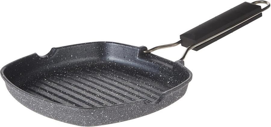 Vierkante Grillpan 20 x 20 cm Inklapbare Handgreep Tijdloos Italiaans Design