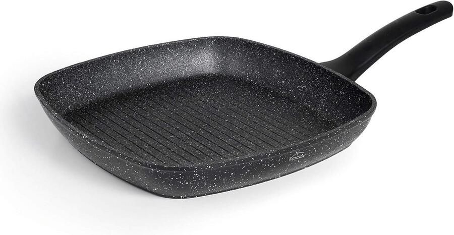 Vierkante Grillpan 28x28 cm met Antiaanbaklaag Geschikt voor Inductie en Alle Warmtebronnen