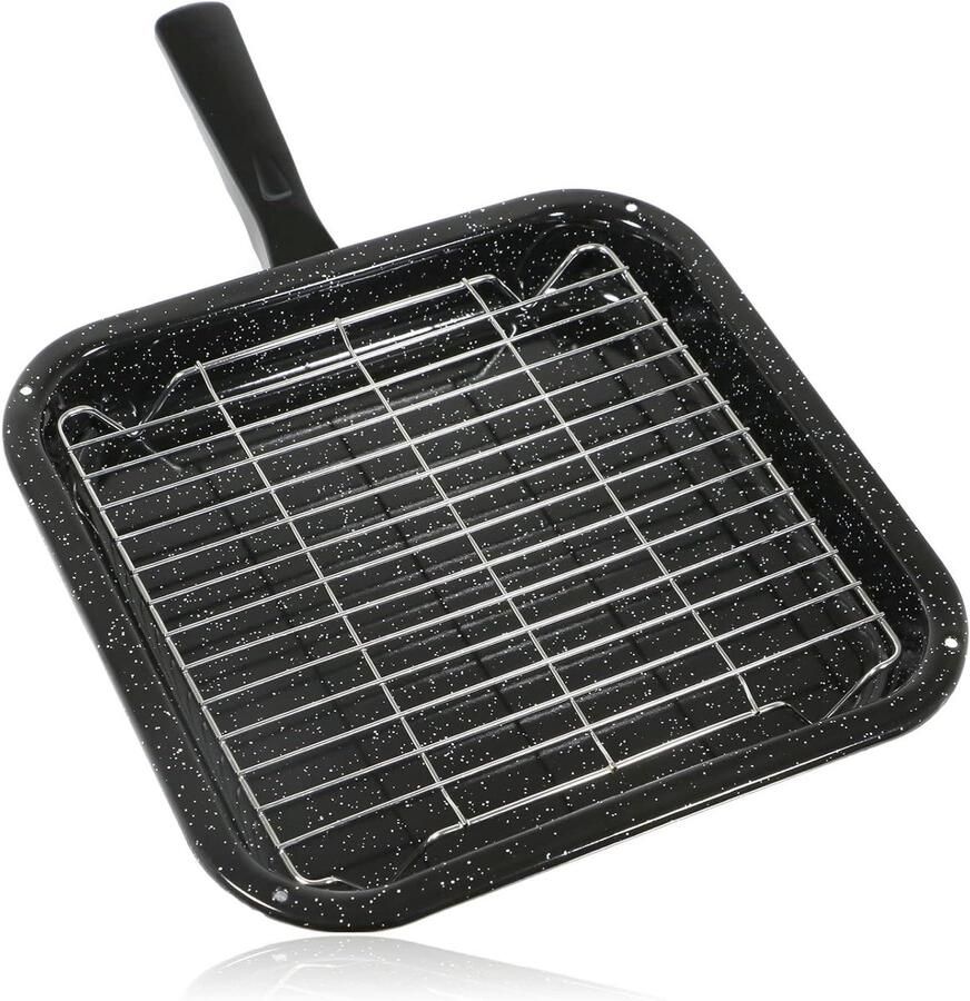 Vierkante Grillpan Antiaanbak Pan Lekker Grillen Afneembare Handgreep 27x28 cm Zwart
