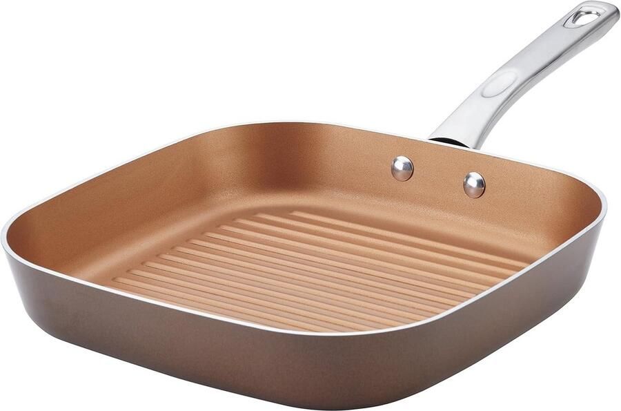 Vierkante Grillpan Antiaanbaklaag Emaille Klein Bruin