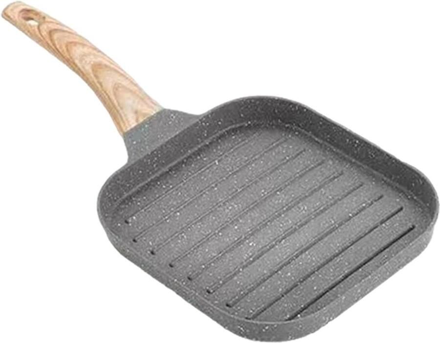 Vierkante Grillpan Bakplaat Koekenpan Biefstuk Grillen Antiaanbaklaag 37x19x2.5cm Grijs