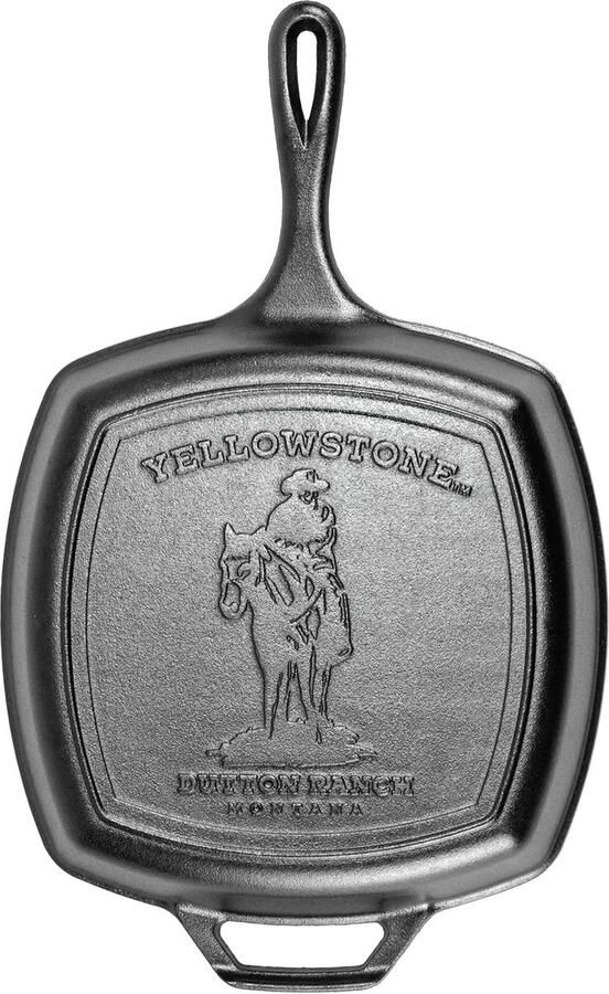 Vierkante Grillpan Gietijzeren Pan Buiten Koken Collector's Design 10.5 Inch Zwart
