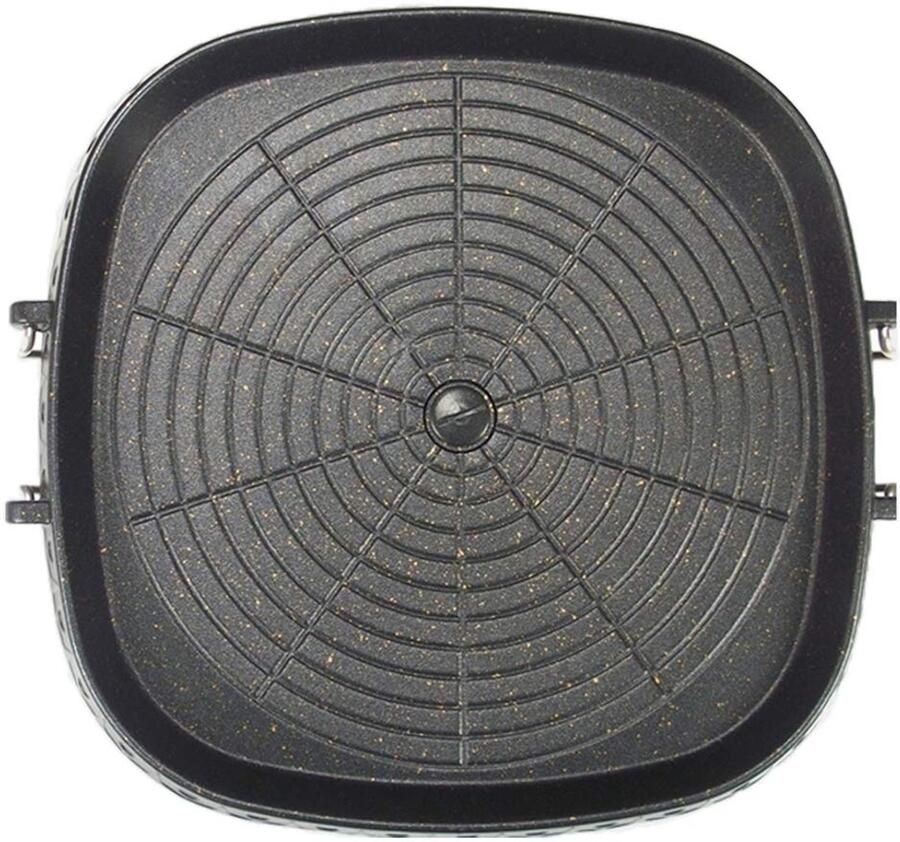 Vierkante grillpan in Koreaanse stijl met Maifan-gecoate oppervlak anti-aanbaklaag rookvrije grillplaat voor binnen en buiten grill 32 x 32 cm
