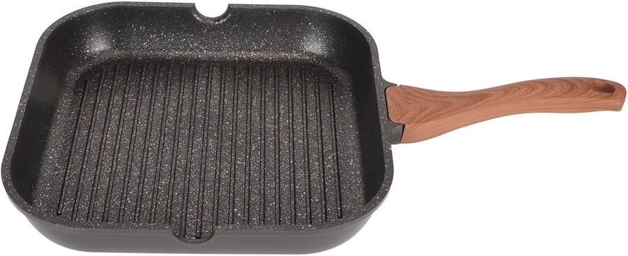 Vierkante Grillpan Koekenpan Anti-aanbak Steak Bakken Gelijkmatige Warmteverdeling 30cm Zwart