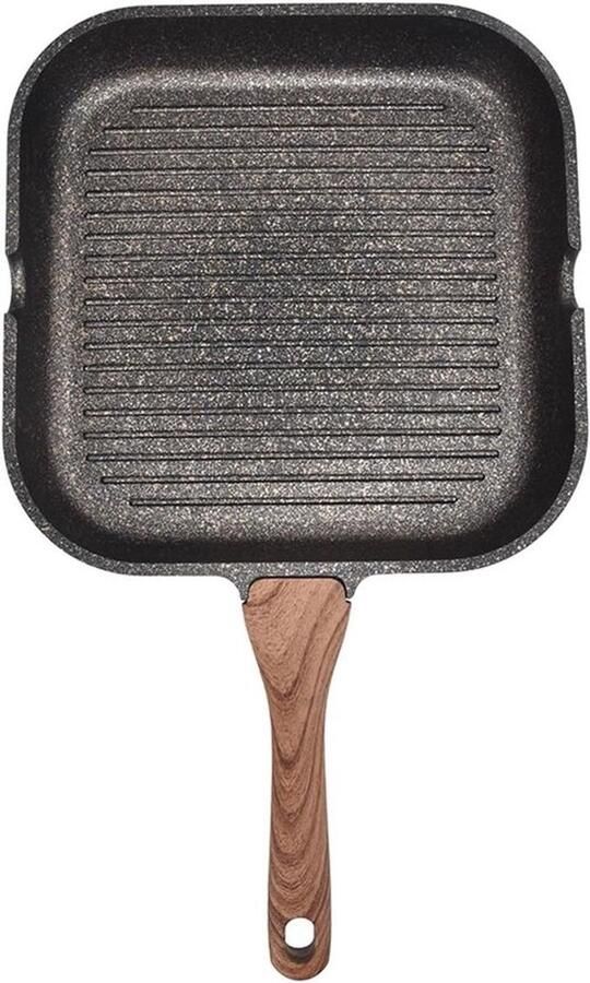Vierkante Grillpan Koekenpan Bakplaat Biefstuk Grillen Anti-aanbak Oppervlak 24 cm Zwart