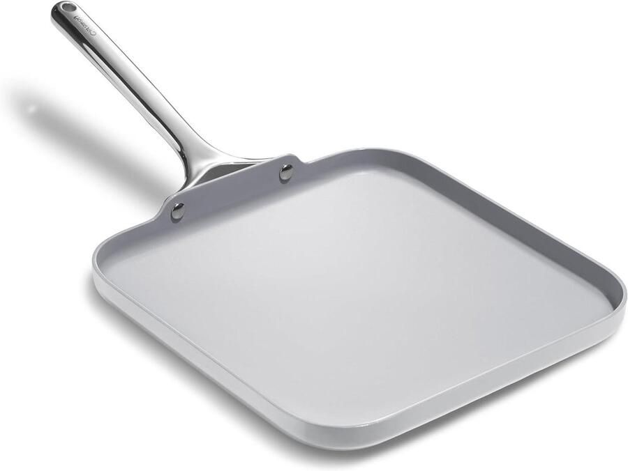 Vierkante Grillpan Koekenpan Gelijkmatig Bakken Keramische Coating 25x25 cm Grijs