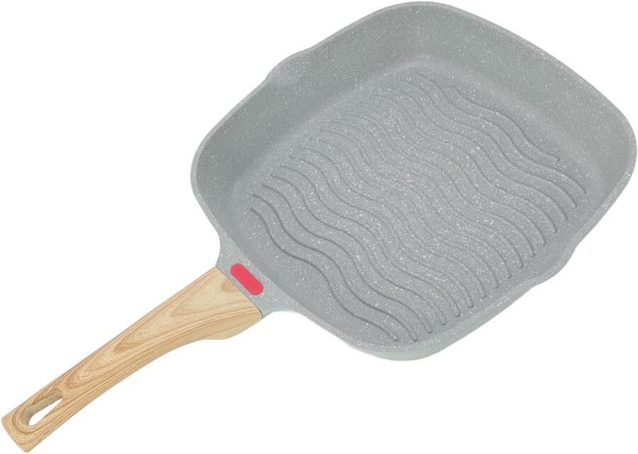 Vierkante Grillpan Koekenpan Grill Binnen Koken Verhoogde Grillribben 32 x 32 cm Zwart