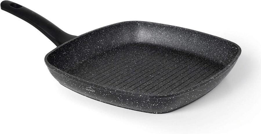 Vierkante Grillpan Koekenpan Strepen Gezond Grillen Volledige Inductie Bodem 28 x 28 cm Zwart