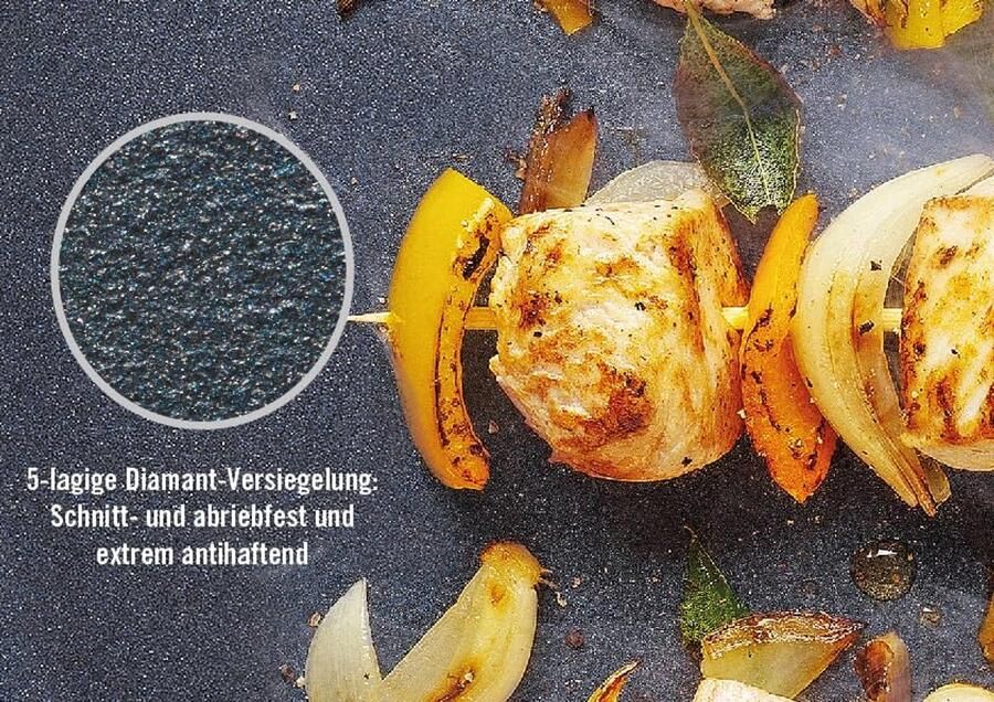 Vierkante Grillpan met Afneembare Steel 28x28 cm Antiaanbaklaag Geschikt voor Alle Warmtebronnen