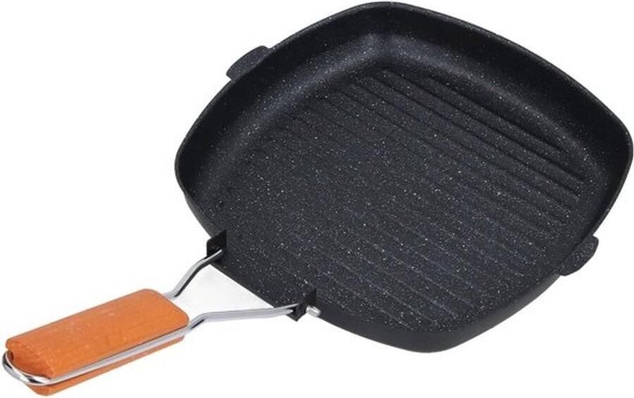 Grillpan Koekenpan voor grillen Binnen grillen Antiaanbaklaag 44x265cm Zwart