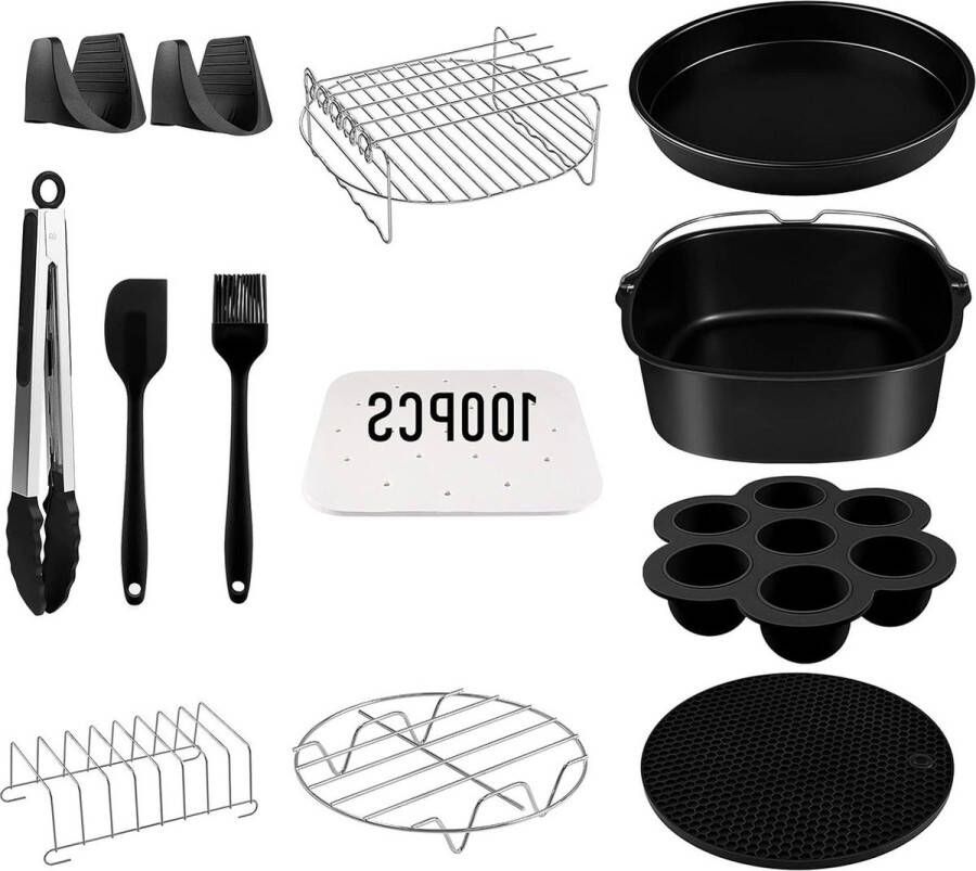 Vierkante heteluchtfriteuse accessoires voor Cosori Philips Innsky Klamer Princess Ninjia Tefal 55 l 62 l airfryer zwart
