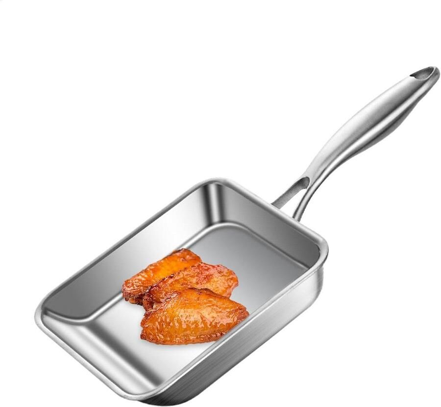 Vierkante Koekenpan Antiaanbakpan Koekenpan Omelet Pannenkoeken Bakken Uniek Vierkant Ontwerp 19x16x4 cm Zilver