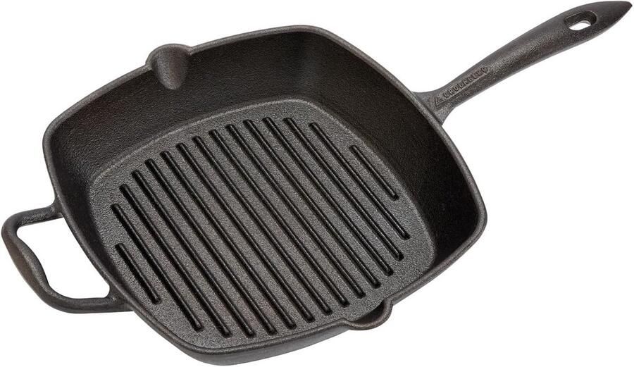 Vierkante Koekenpan Gietijzeren Grillpan Natuurlijk Braden Met Schenktuit 28x28cm Zwart