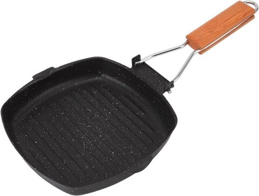 Vierkante Koekenpan met Antiaanbaklaag en Opvouwbaar Handvat Grillpan voor Inductie