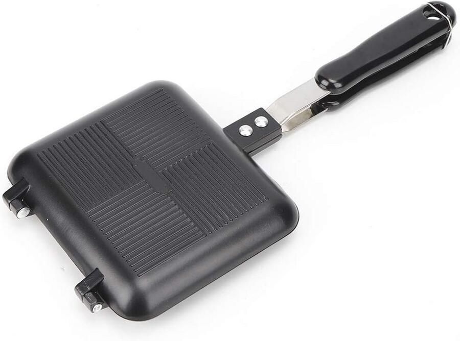 Vierkante Koekenpan met Dubbelzijdig Ontwerp 16x14 cm Multifunctionele Bakpan voor Pannenkoeken en Sandwiches