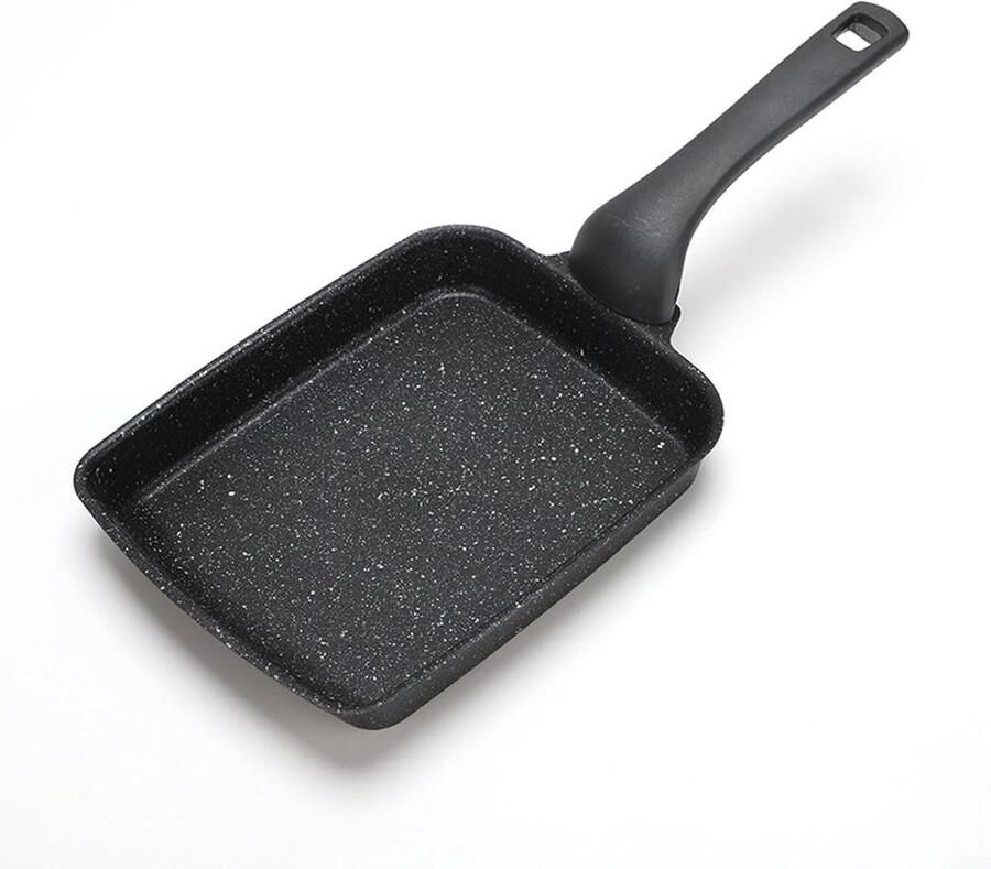 Vierkante Koekenpan Omelet Pan Ontbijt Maken Anti-aanbak Granietlaag 35x15 cm Zwart