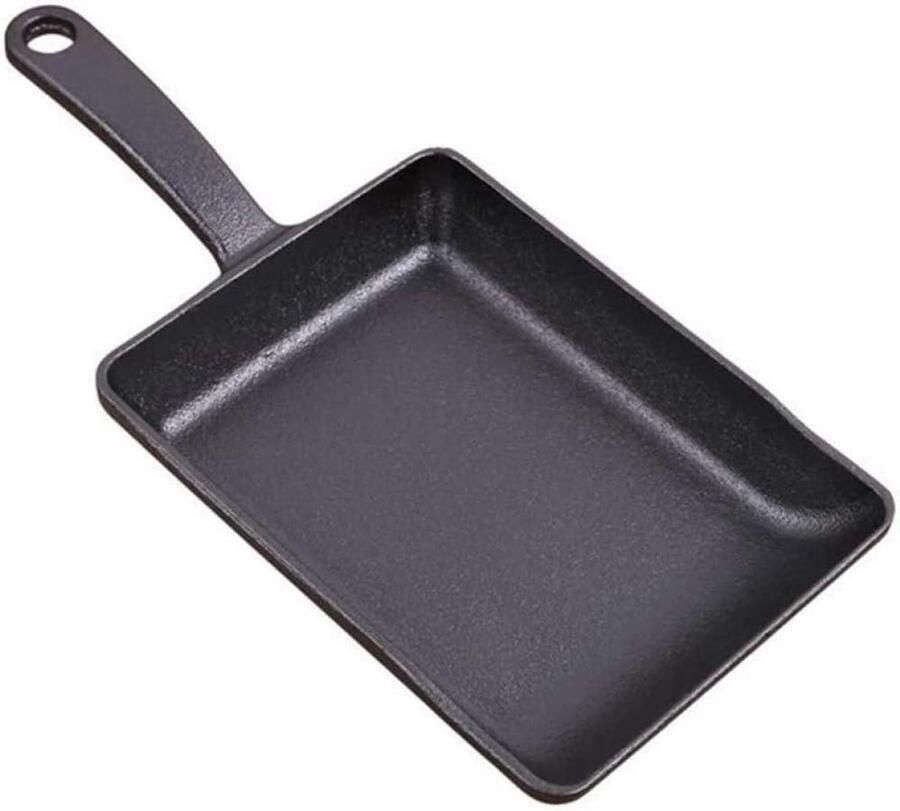 Vierkante Koekenpan Omeletpan Ontbijtpan Ontbijt Maken Gietijzeren Warmtebehoud 20x15 cm Zwart