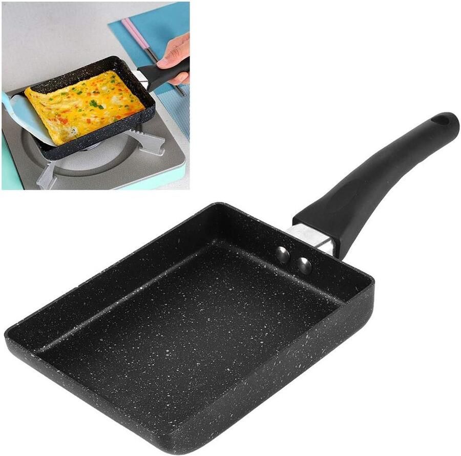 Omelet Pan Koekenpan Ontbijt Maken Non-stick Coating 13.5 x 18.5 cm Zwart