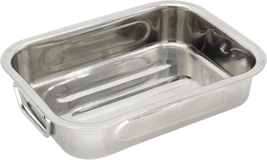 Vierkante Pan Roosterpan Grillpan Koken Bakken Grillen Ruimtebesparende Handgrepen 25 cm Zilverkleurig