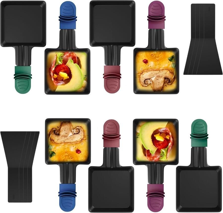 Vierkante Raclette en Gourmet Pannetjes Zwart 18 35 x 9 23 x 1 45 cm Met Anti-aanbaklaag Voor Raclette Avonden
