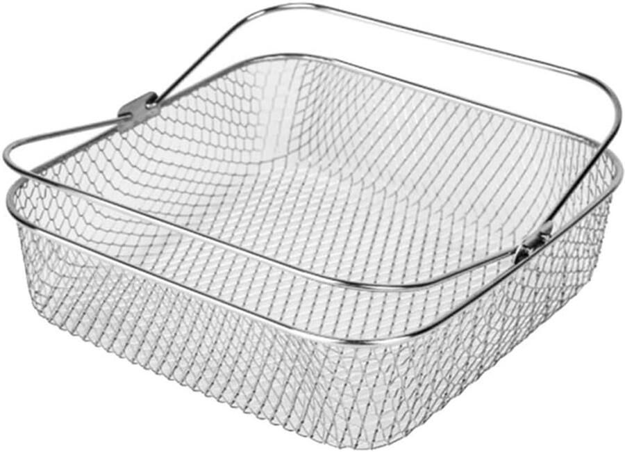 Vierkante RVS Airfryer Mand met Hendel 20x20x7cm voor 5.8QT 6QT
