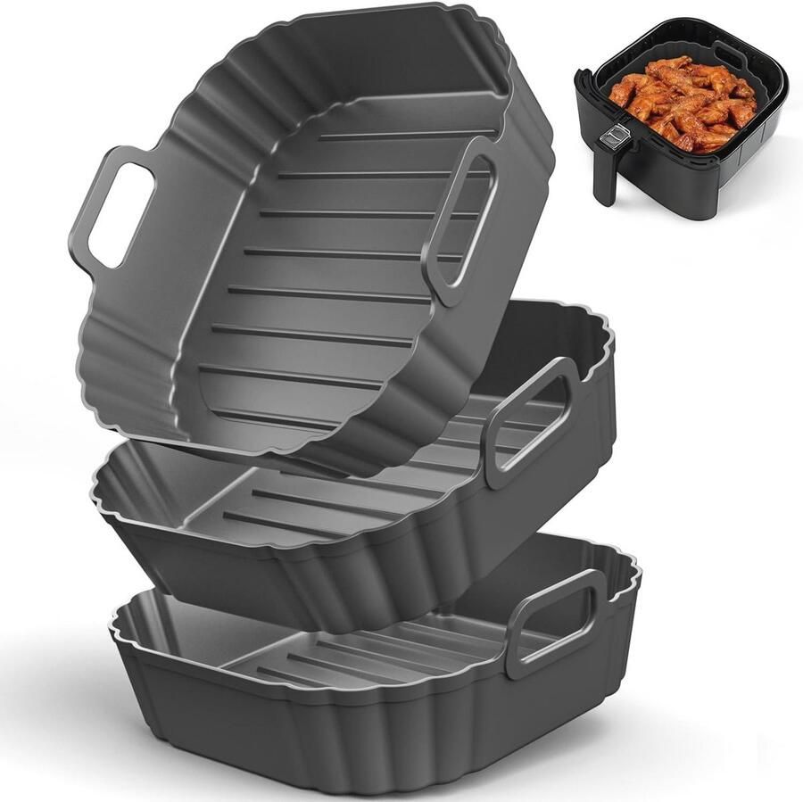 Vierkante siliconen luchtfriteuse voeringen Herbruikbare 20 3 cm heteluchtfriteuse potten voor 4 tot 5 QT Airfryer Accessoires