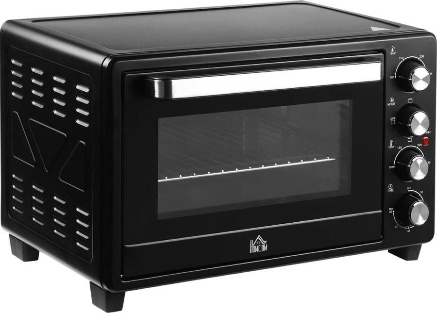 Vihes Mini Oven Vrijstaand Elektrisch 1600 W Zwart 52 2X38 1X33 5 Cm 31-40L Capacity Metaal Roestvrij Gehard glas