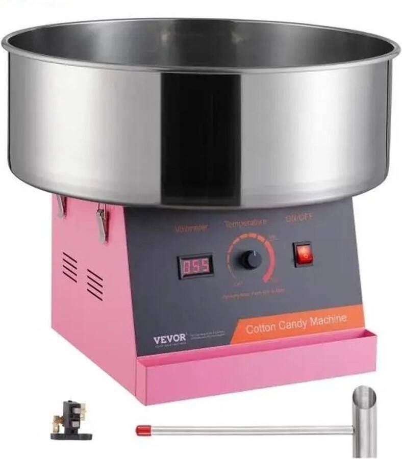 Vihes suikerspinmachines Roestvrijstaal Suiker- Roze Met kom en suikerschepje Snoep Floss Maker 220V