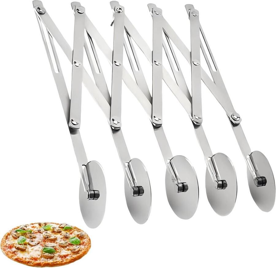 Vijfwielige deegsnijder voor pizza en pannenkoeken verstelbare roestvrijstalen snijder robuust en duurzaam hulpmiddel voor bakliefhebbers