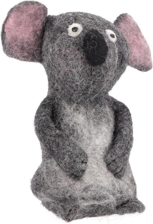 Vilten eierwarmer Dierendecoratie Houdt ontbijt warm Handgemaakte versiering 14 x 8 x 8 cm Grijs