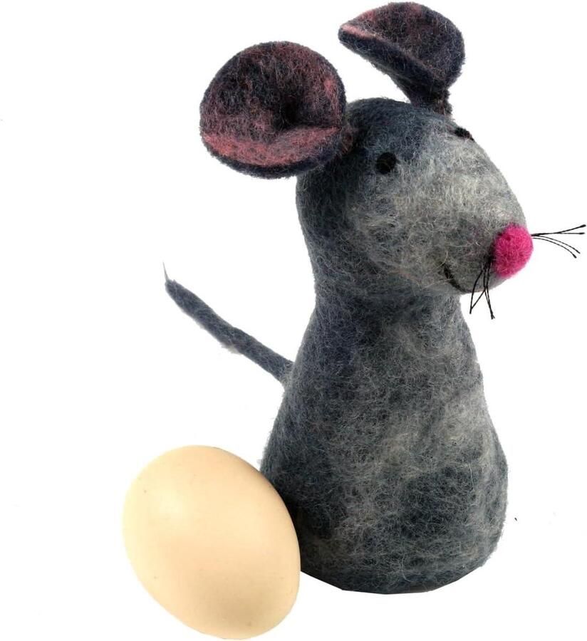 Vilten Eierwarmer Muis Eierhoes Ontbijt Warm Houden Grappige Vilten Poppen 15 x 7 x 7 cm