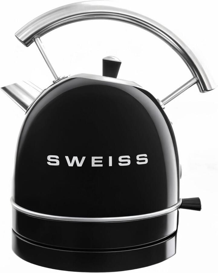 Vintage Elektrische Waterkoker 1 8L Roestvrij Staal Zwart Snel Koken 2200W