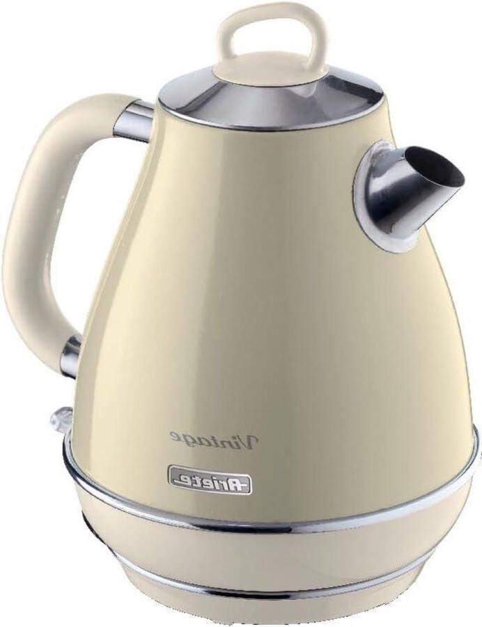 Vintage elektrische waterkoker 17 liter roestvrij staal voor thee en kruidenthee automatische uitschakeling 2000 W pastelbeige