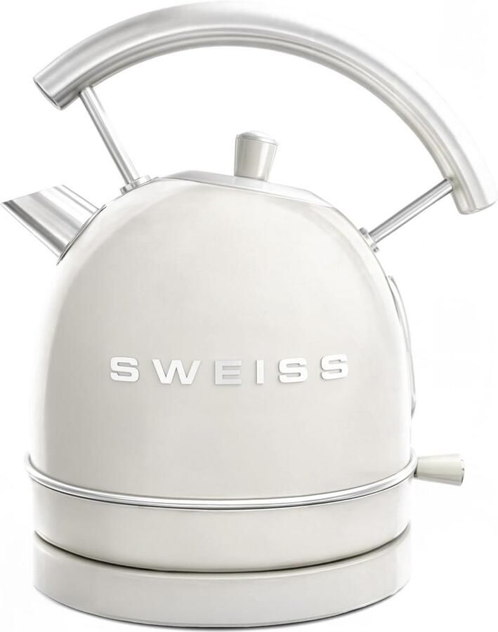 Vintage Elektrische Waterkoker RVS 1 8L Snelkoker met 360 Graden Sokkel Beige