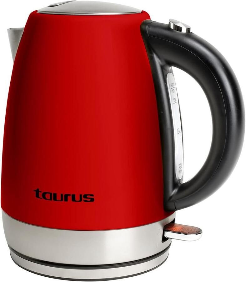 Vintage Waterkoker Rood 1 7L 2200W Met Draaibare Basis en RVS