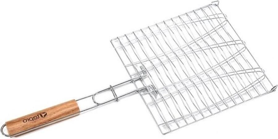 Vis Braadpan Vis Klem Vis Grillen Houten Handvat 3 Vissen Zilver