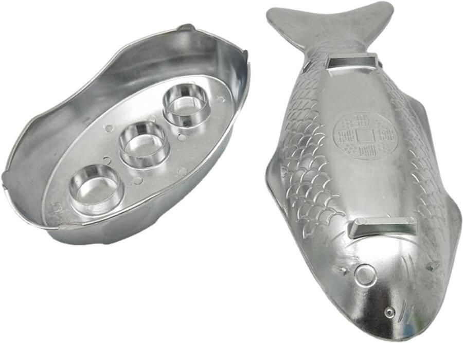 Vis Fondue Set Serveerschaal Aluminium Gezellig Tafelen Hoge Temperatuur Bestendig 397 x 19 cm Zilver