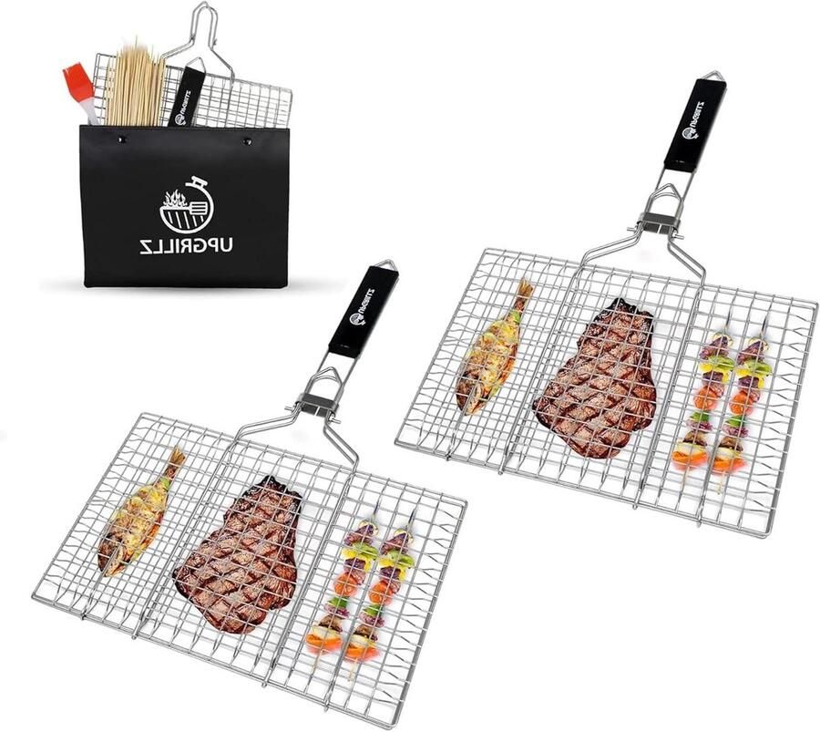 Vis Grill Mand Barbecue Mand Buiten Grillen Roestvrij Staal 32 cm Zilver