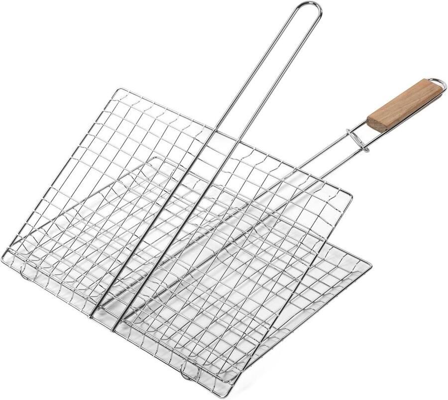 Vis Grill Mand BBQ Mand Roestvrij Staal Buiten Grillen Afsluitbaar Rek