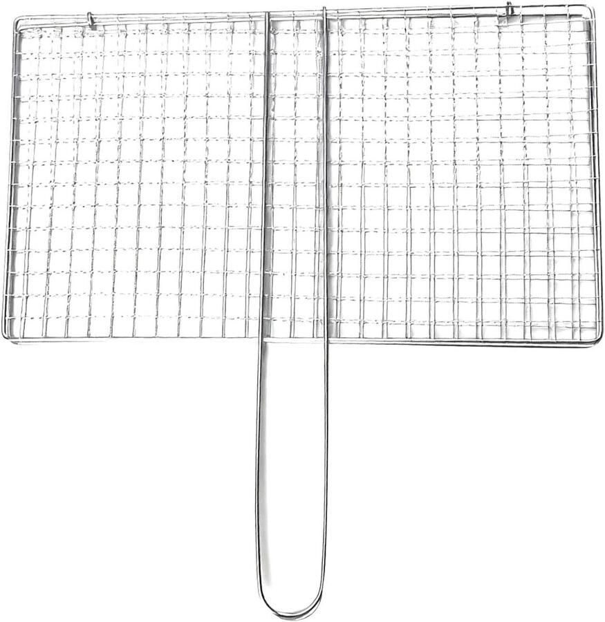 Vis Grill Mand Garnalen Grillrek Buiten Koken Warmte-geïsoleerde Grip 34 x 19 x 0.7 cm Zilver