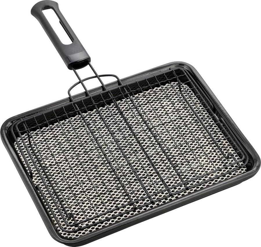 Vis Grill Rek Barbecue Vis Houder Buiten Koken Antiaanbaklaag 36.5 x 26 cm Zwart
