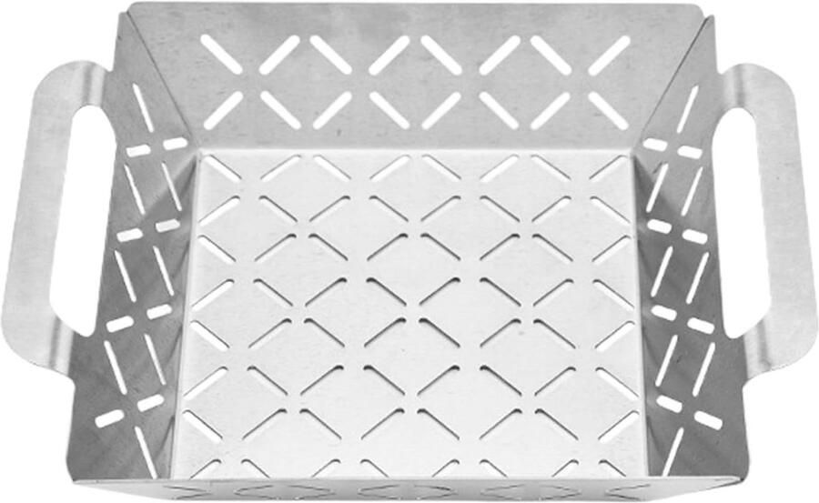 Vis Grillmand Barbecue Mand Buiten Grillen Roestvrij Staal 26.5 x 21.6 x 6 cm Zilver