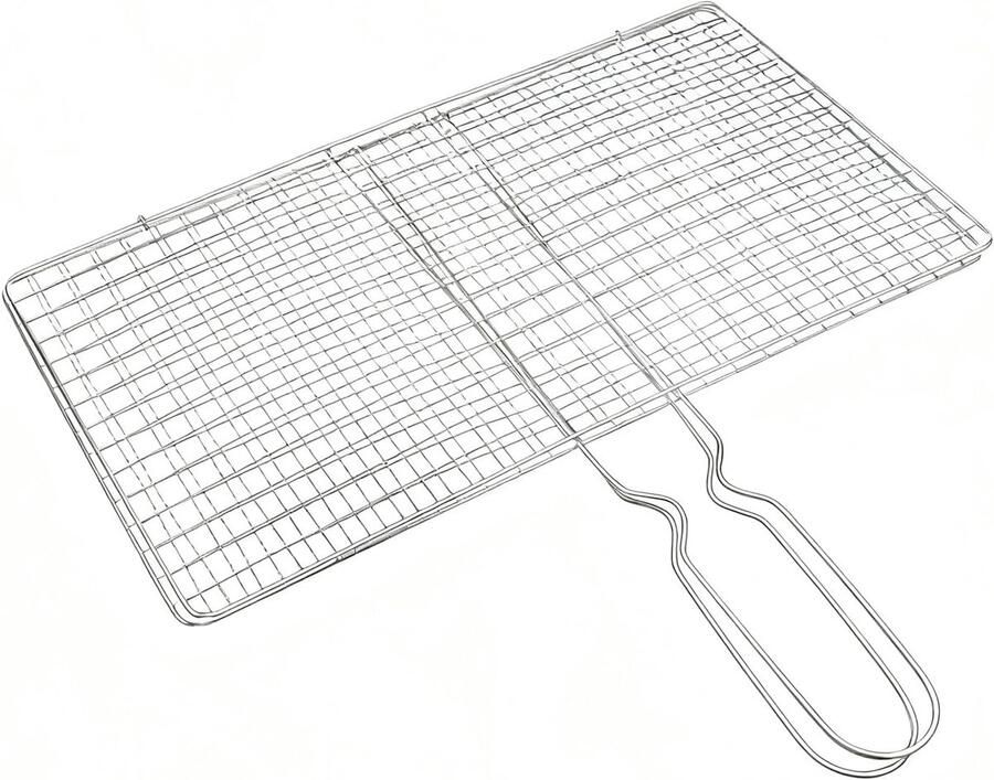 Draagbare Grillmand Visrooster Roestvrij Staal Buiten Koken Opvouwbaar en Compact 33.5x18.5 cm