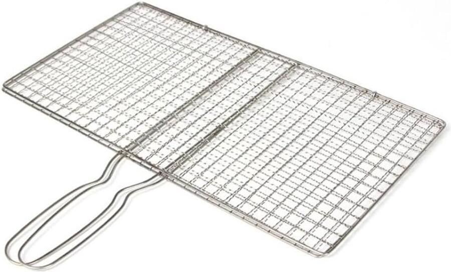 Vis grillmand Vis klem Barbecueën Lange handgreep 24 x 35 cm Zilver