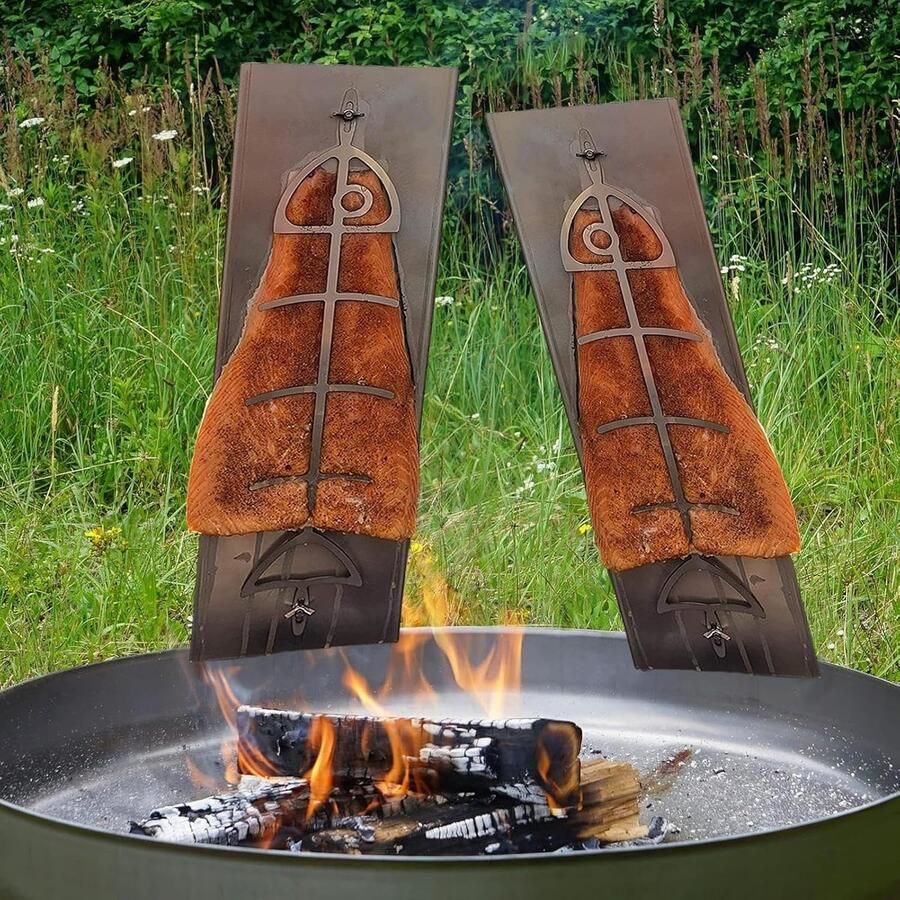 Vis Houder Grill Plank Buiten Koken Roestvrij Staal 54x14x4 cm Zilverkleurig
