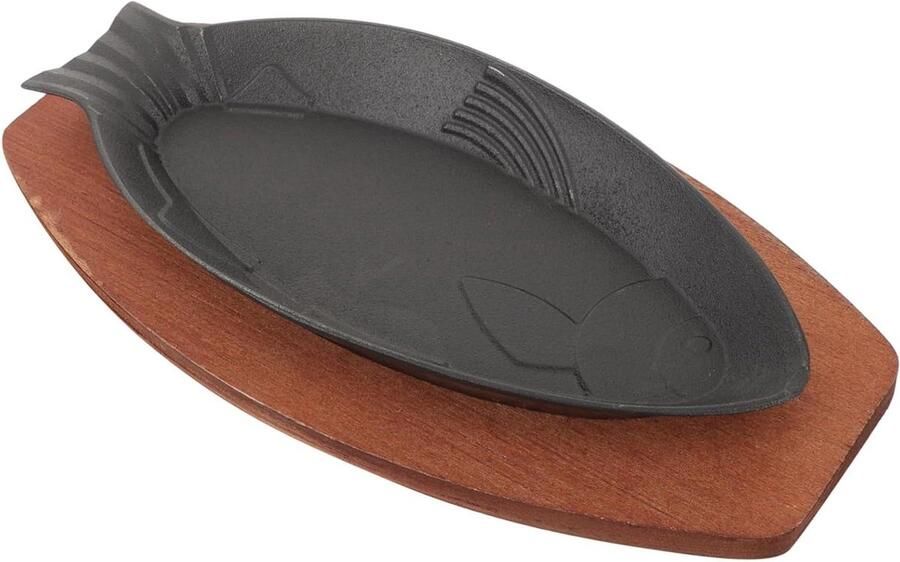 Vis Pan Grillplaat Bakplaat Barbecue Buiten Antiaanbaklaag 30 x 13 cm Zwart