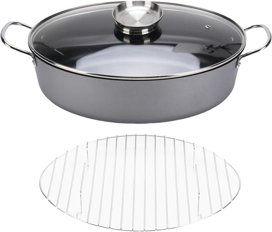 Vis Stoompan Kookpan Stomer Gezond Koken Anti-aanbaklaag 39 x 11 cm Zwart