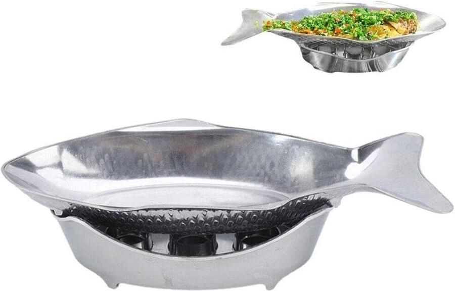 Vis Vormige Bakplaat Vis Pan Grill Gezellig Dineren Onderscheidende Vis Presentatie