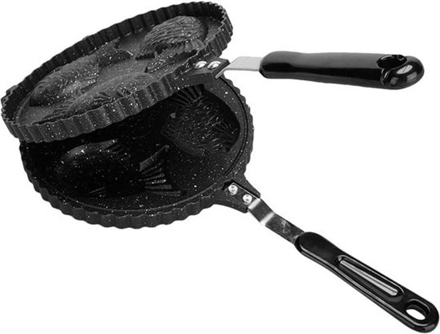Taiyaki Wafelpan Japanse Snackmaker Authentieke Snacks Maken Visvormig Ontwerp 41 x 20 cm Zwart